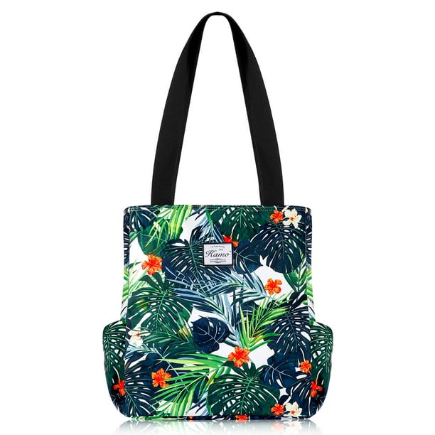 Kamo Floral Tote Bag Waterproof Lightweight Handbags Travel Shoulder Bag for Hiking Yoga Gym Swimming Travel Beach